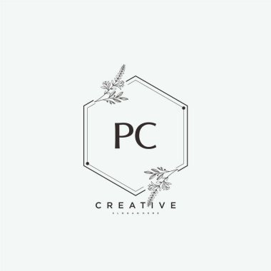 PC Beauty vektör ilk logo sanat, el yazısı ilk imza, düğün, moda, mücevher, butik, çiçek ve botanik herhangi bir şirket veya işletme için yaratıcı şablon ile.