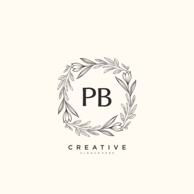 PB vektör ilk logo sanatı, ilk imzadan oluşan el yazısı logosu, düğün, moda, mücevher, butik, çiçek ve botanik, herhangi bir şirket veya işletme için yaratıcı şablona sahip..