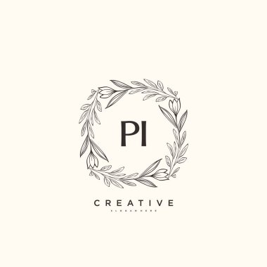 PI Beauty vektör ilk logo sanat, el yazısı ilk imza, düğün, moda, mücevher, butik, çiçek ve botanik herhangi bir şirket veya işletme için yaratıcı şablon ile.