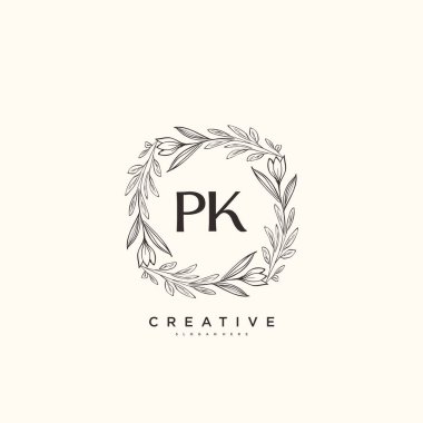 PK Beauty vektör ilk logo sanat, el yazısı ilk imza, düğün, moda, mücevher, butik, çiçek ve botanik herhangi bir şirket veya işletme için yaratıcı şablon ile.