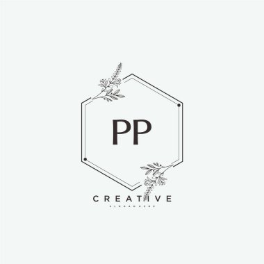 PP Beauty vektör ilk logo sanat, ilk imzası, düğün, moda, mücevher, butik, çiçek ve botanik herhangi bir şirket veya işletme için yaratıcı şablona sahip el yazısı logosu.