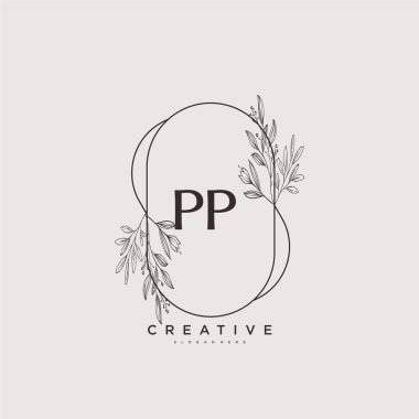 PP Beauty vektör ilk logo sanat, ilk imzası, düğün, moda, mücevher, butik, çiçek ve botanik herhangi bir şirket veya işletme için yaratıcı şablona sahip el yazısı logosu.