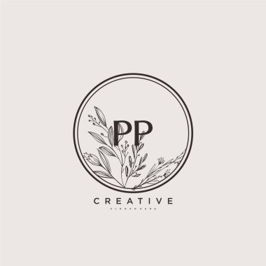 PP Beauty vektör ilk logo sanat, ilk imzası, düğün, moda, mücevher, butik, çiçek ve botanik herhangi bir şirket veya işletme için yaratıcı şablona sahip el yazısı logosu.