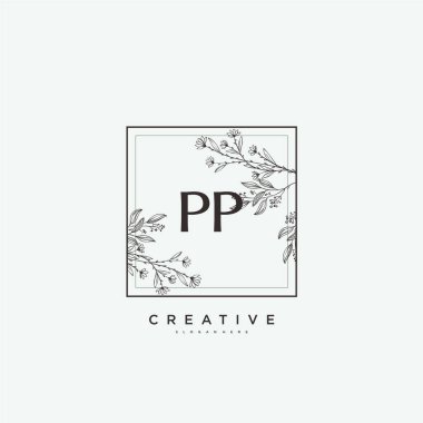PP Beauty vektör ilk logo sanat, ilk imzası, düğün, moda, mücevher, butik, çiçek ve botanik herhangi bir şirket veya işletme için yaratıcı şablona sahip el yazısı logosu.