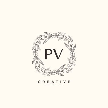 PV Beauty vektör ilk logo sanat, el yazısı ilk imza, düğün, moda, mücevher, butik, çiçek ve botanik herhangi bir şirket veya işletme için yaratıcı şablon ile.