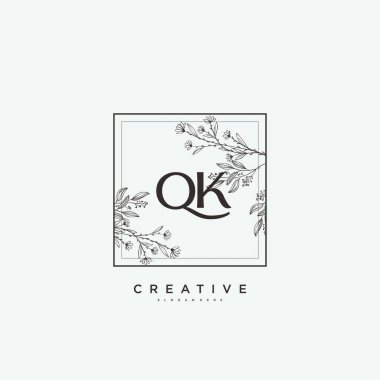 QK Beauty vektör ilk logo sanat, el yazısı ilk imza, düğün, moda, mücevher, butik, çiçek ve botanik herhangi bir şirket veya işletme için yaratıcı şablon ile.