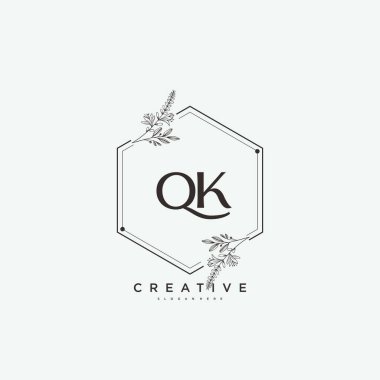 QK Beauty vektör ilk logo sanat, el yazısı ilk imza, düğün, moda, mücevher, butik, çiçek ve botanik herhangi bir şirket veya işletme için yaratıcı şablon ile.