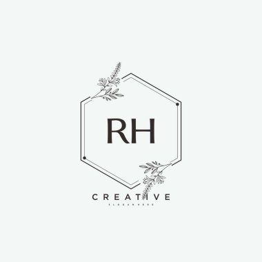 RH Beauty vektör ilk logo sanatı, ilk imzadan oluşan el yazısı logosu, düğün, moda, mücevher, butik, çiçek ve botanik, herhangi bir şirket veya işletme için yaratıcı şablona sahip..