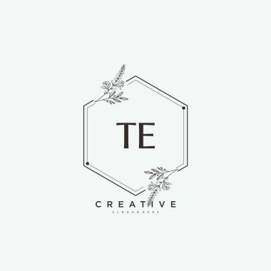 TE Beauty vektör başlangıç logosu, başlangıç imzası, düğün, moda, mücevher, butik, çiçek ve botanik herhangi bir şirket veya işletme için yaratıcı şablona sahip el yazısı logosu.