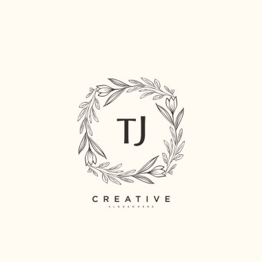 TJ Beauty vektör ilk logo sanat, ilk imzası, düğün, moda, mücevher, butik, çiçek ve botanik herhangi bir şirket veya işletme için yaratıcı şablon ile el yazısı logosu.