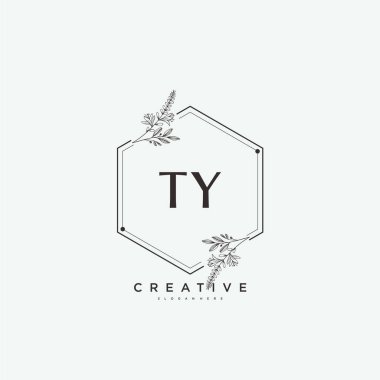 TY Beauty vektör ilk logo sanat, el yazısı ilk imza, düğün, moda, mücevher, butik, çiçek ve botanik herhangi bir şirket veya işletme için yaratıcı şablon ile.