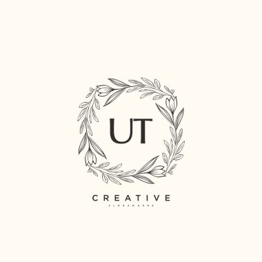 UT Beauty vektör ilk logo sanat, el yazısı logo ilk imza, düğün, moda, mücevher, butik, çiçek ve botanik herhangi bir şirket veya işletme için yaratıcı şablon ile.