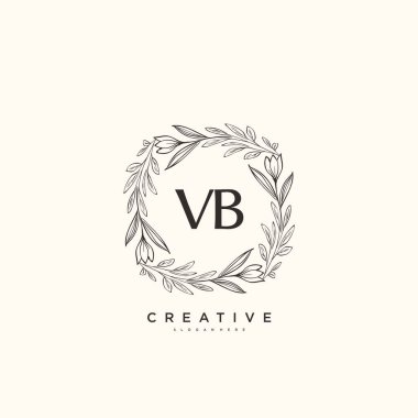 VB güzellik vektörü başlangıç logosu, ilk imzadan oluşan el yazısı logosu, düğün, moda, mücevher, butik, çiçek ve botanik, herhangi bir şirket veya işletme için yaratıcı şablona sahip..