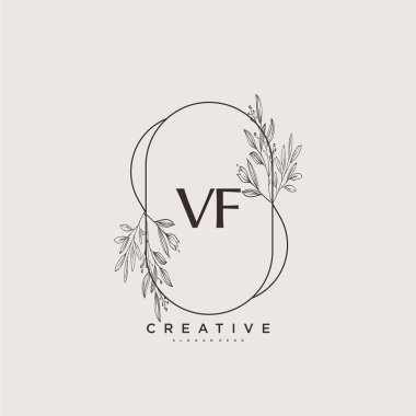 VF ilk logo sanatı, ilk imzadan oluşan el yazısı logosu, düğün, moda, mücevher, butik, çiçek ve botanik, herhangi bir şirket veya işletme için yaratıcı şablona sahip..