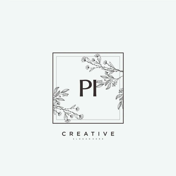 Beauty Vector Logo Iniziale Arte Calligrafia Logo Firma Iniziale Matrimonio — Vettoriale Stock