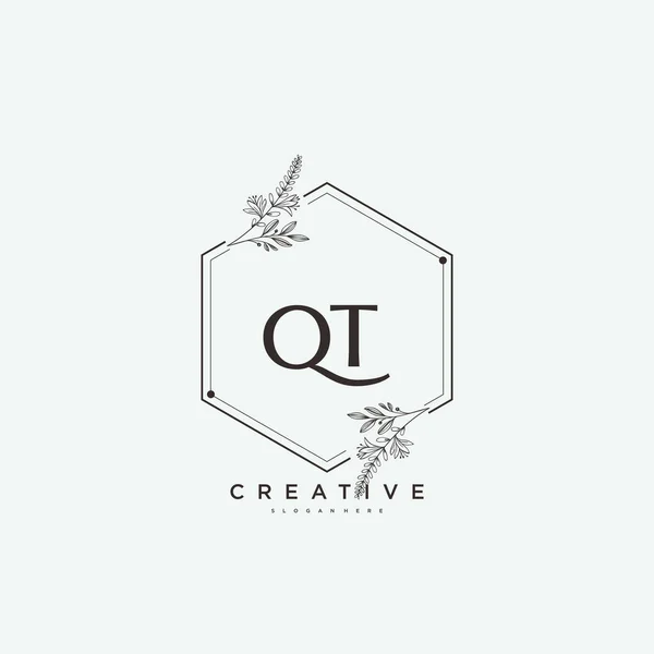 QT Beauty vector initial logo art, handwriting logo of initial signature, wedding, fashion, jewerly, boutique, floral and botanical with creative template for any company or business.