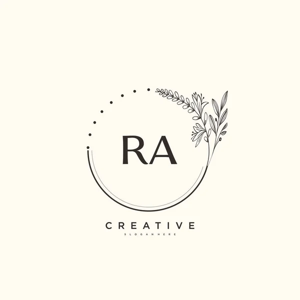 Ra美容ベクトル初期ロゴアート 任意の会社やビジネスのための創造的なテンプレートと初期署名 結婚式 ファッション ジュエリー ブティック 花や植物の手書きのロゴ — ストックベクタ