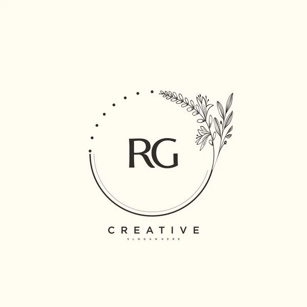 Rg美容ベクトル初期ロゴアート 任意の会社やビジネスのための創造的なテンプレートと初期署名 結婚式 ファッション ジュエリー ブティック 花や植物の手書きのロゴ — ストックベクタ