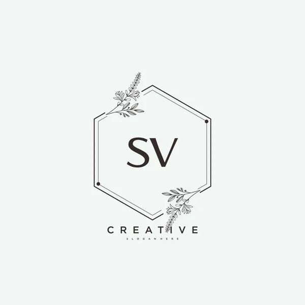 Sv美容矢量初始标识艺术 笔迹标识的初始签名 精品店 花卉和植物与创意模板的任何公司或企业 — 图库矢量图片
