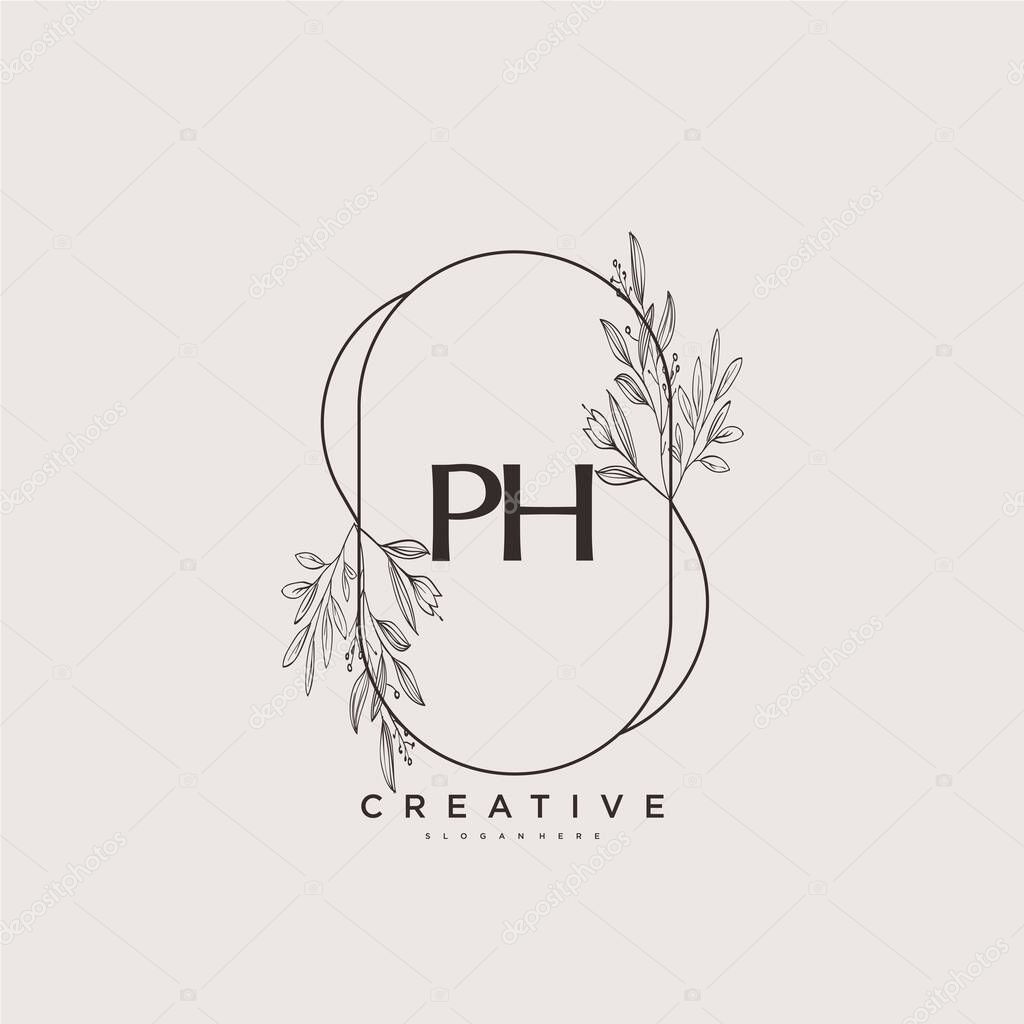 PH Beauty vector initial logo art, handwriting logo of initial signature, wedding, fashion, jewerly, boutique, floral and botanical with creative template for any company or business.