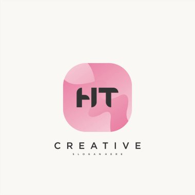 HT İlk Harf logo tasarım şablonu elementleri dalga renkli