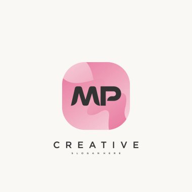 MP İlk Harf logo simgesi rengarenk şablon elementleri