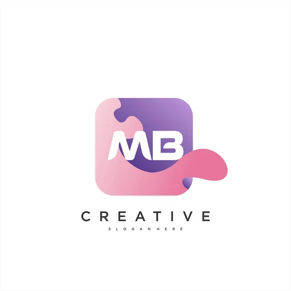 Initiële Letter Logo Pictogram Ontwerp Template Elementen Met Golf Kleurrijke — Stockvector