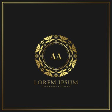 Restoran, Kraliyet, Butik, Cafe, Otel, Heraldic, Mücevher, Moda ve diğer vektör illüstrasyonları için AA İlk Mektup Logosu şablonu