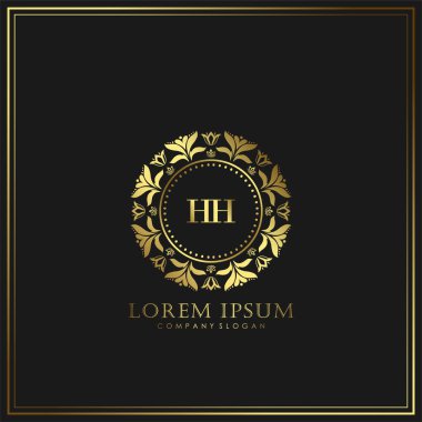 Restoran, Kraliyet, Butik, Cafe, Otel, Heraldic, Mücevher, Moda ve diğer vektör illüstrasyonları için HH İlk Mektup Logosu şablonu