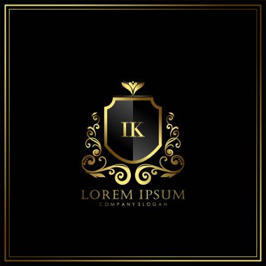 Restoran, Kraliyet, Butik, Cafe, Otel, Heraldic, Mücevher, Moda ve diğer vektör illüstrasyonları için IK İlk Mektup Logosu şablonu