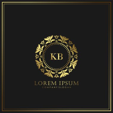 Restoran, Kraliyet, Butik, Cafe, Otel, Heraldic, Mücevher, Moda ve diğer vektör illüstrasyonları için KB İlk Mektup Logosu şablonu