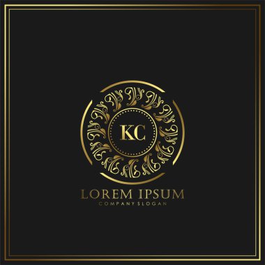 Restoran, Kraliyet, Butik, Cafe, Otel, Heraldic, Mücevher, Moda ve diğer vektör illüstrasyonları için KC İlk Mektup Logosu şablonu
