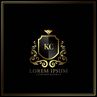 Restoran, Kraliyet, Butik, Cafe, Otel, Heraldic, Mücevher, Moda ve diğer vektör illüstrasyonları için KC İlk Mektup Logosu şablonu