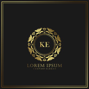 Restoran, Kraliyet, Butik, Cafe, Otel, Heraldic, Mücevher, Moda ve diğer vektör illüstrasyonları için KE İlk Mektup Logosu şablonu