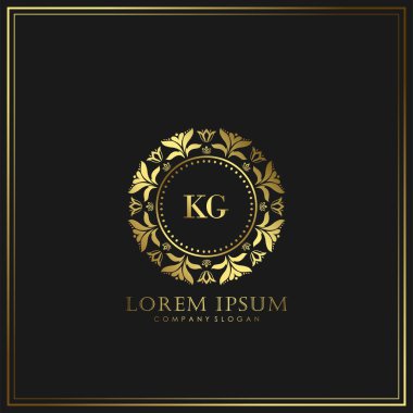 Restoran, Kraliyet, Butik, Cafe, Otel, Heraldic, Mücevher, Moda ve diğer vektör illüstrasyonları için KG İlk Mektup Logosu şablonu