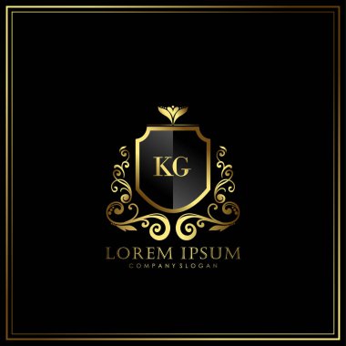 Restoran, Kraliyet, Butik, Cafe, Otel, Heraldic, Mücevher, Moda ve diğer vektör illüstrasyonları için KG İlk Mektup Logosu şablonu