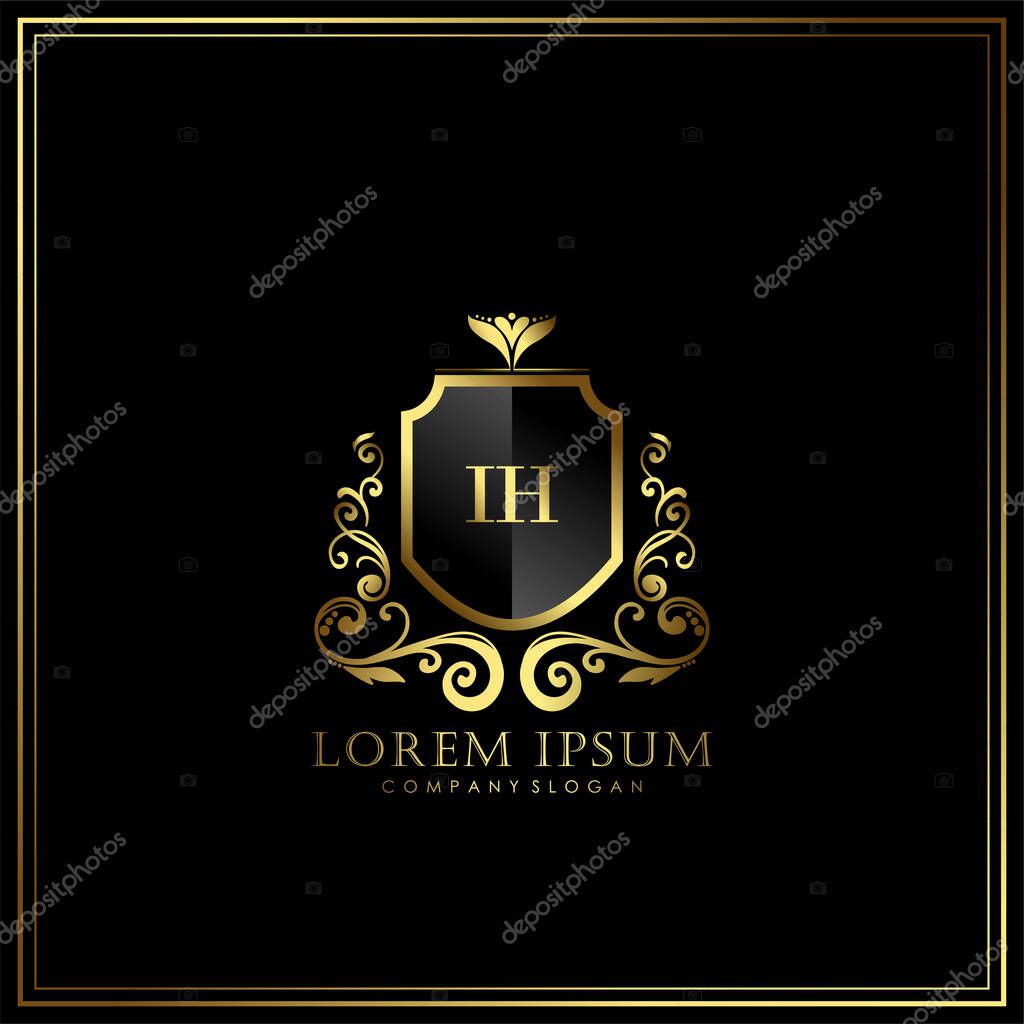 IH Initial Letter Luxury Logo template in vector for Restaurant, Royalty, Boutique, Cafe, Hotel, Heraldic, Jewelry, Fashion and other vector illustration