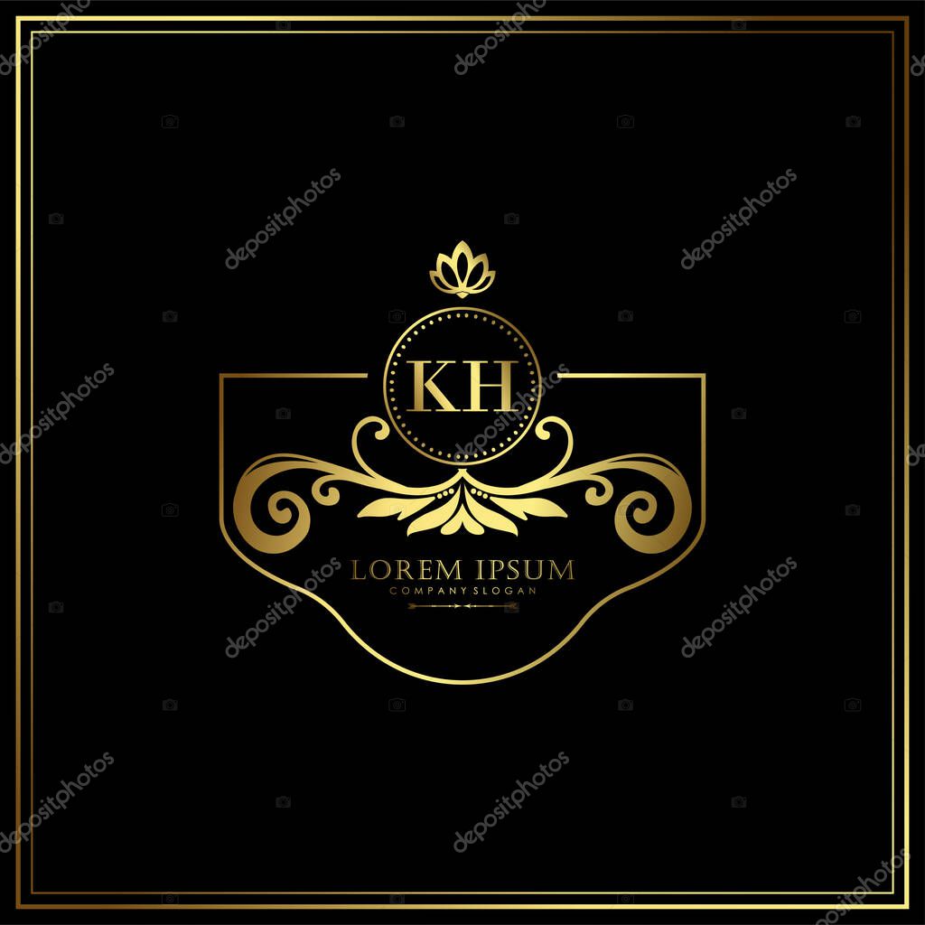 KH Initial Letter Luxury Logo template in vector for Restaurant, Royalty, Boutique, Cafe, Hotel, Heraldic, Jewelry, Fashion and other vector illustration
