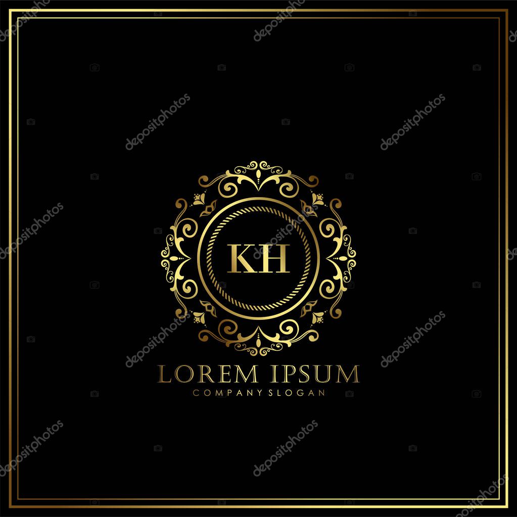 KH Initial Letter Luxury Logo template in vector for Restaurant, Royalty, Boutique, Cafe, Hotel, Heraldic, Jewelry, Fashion and other vector illustration