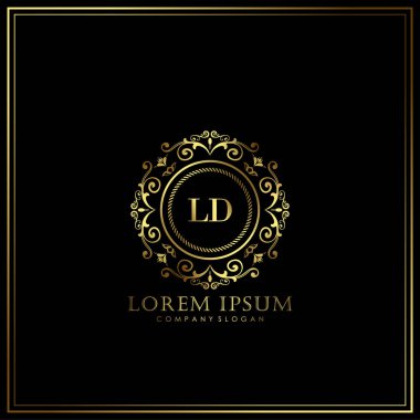 Restoran, Kraliyet, Butik, Cafe, Otel, Heraldic, Mücevher, Moda ve diğer vektör illüstrasyonları için LD Başlangıç Mektup Logosu şablonu