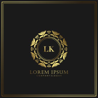 Restoran, Kraliyet, Butik, Cafe, Otel, Heraldic, Mücevher, Moda ve diğer vektör illüstrasyonları için LK İlk Mektup Logosu şablonu