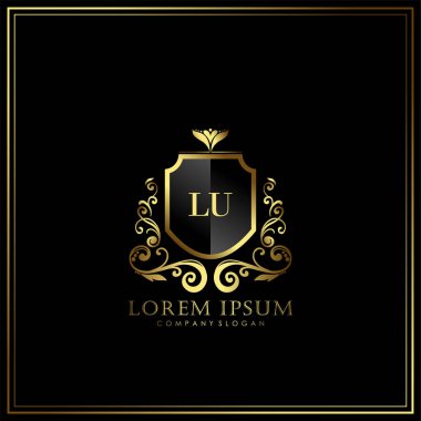 Restoran, Kraliyet, Butik, Cafe, Otel, Heraldic, Mücevher, Moda ve diğer vektör illüstrasyonları için LU İlk Mektup Logosu şablonu