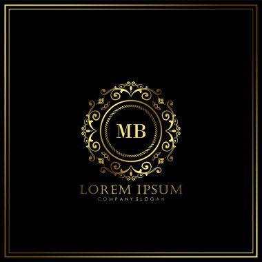 Restoran, Kraliyet, Butik, Cafe, Otel, Heraldic, Mücevher, Moda ve diğer vektör illüstrasyonları için MB İlk Mektup Logosu şablonu