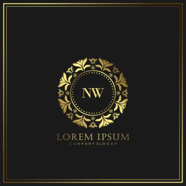Restoran, Kraliyet, Butik, Cafe, Otel, Heraldic, Mücevher, Moda ve diğer vektör illüstrasyonları için NW İlk Mektup Logosu şablonu