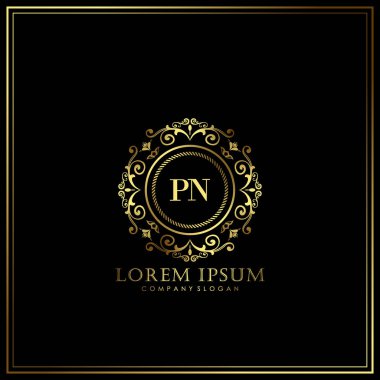 Restoran, Kraliyet, Butik, Cafe, Otel, Heraldic, Mücevher, Moda ve diğer vektör illüstrasyonları için PN İlk Mektup Logosu şablonu