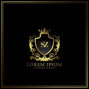 Restoran, Kraliyet, Butik, Cafe, Otel, Heraldic, Mücevher, Moda ve diğer vektör illüstrasyonları için SZ İlk Mektup Logosu şablonu