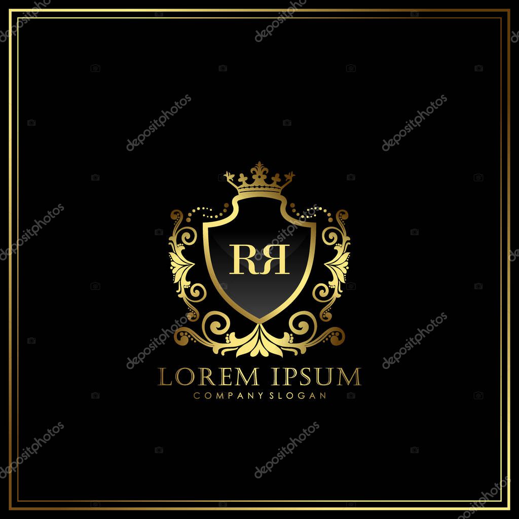 RR Initial Letter Luxury Logo template in vector for Restaurant, Royalty, Boutique, Cafe, Hotel, Heraldic, Jewelry, Fashion and other vector illustration