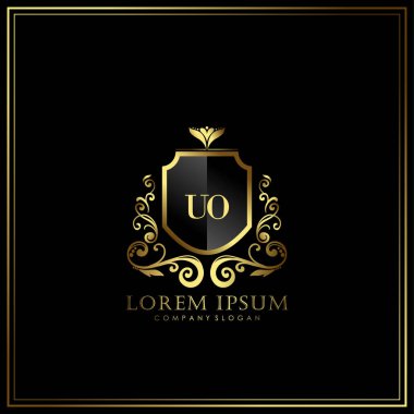 Restoran, Kraliyet, Boutique, Cafe, Hotel, Heraldic, Mücevher, Moda ve diğer vektör illüstrasyonları için UO İlk Mektup Logosu şablonu.