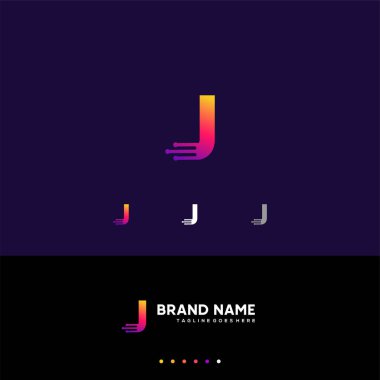 J ilk teknik harf logo tasarım vektörü