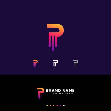 P ilk teknik harf logo tasarımı vektörü